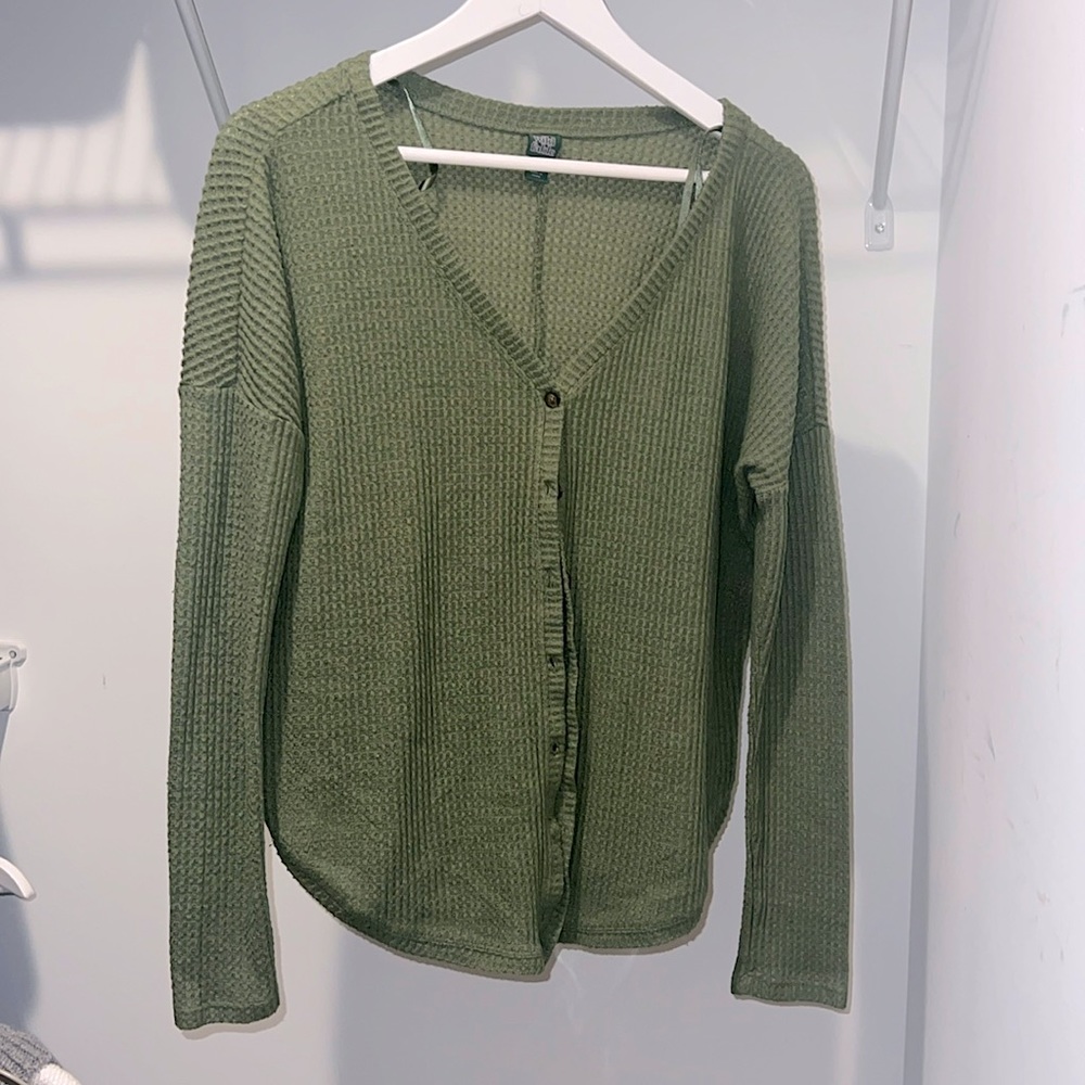 Wild Fable Green Button Up Sweater